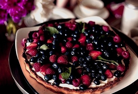 Pie, Fruits, Strawberry, Blueberry
