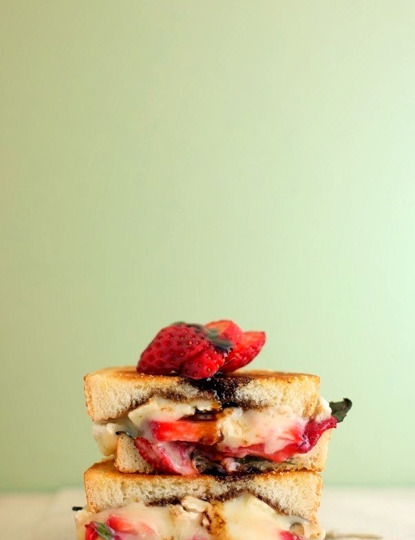 strawberry, basil, and brie grilled cheese