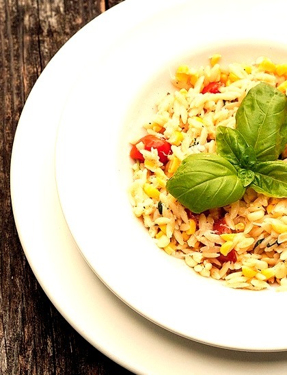 Orzo with Corn, Tomatoes and Basil