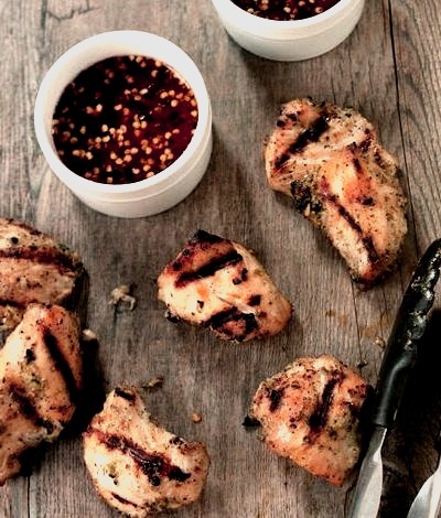 Grilled Thai Chicken Nuggets with Hot and Sour Dipping Sauce