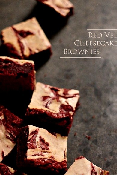 Velvety Red Chocolate Brownies with Swirls of Creamy Smooth CheesecakeSource